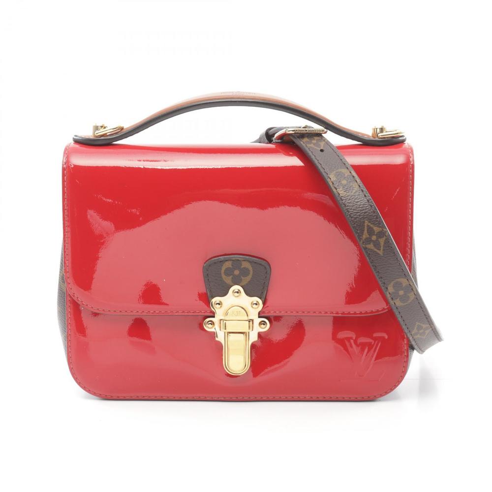 LOUIS VUITTON Cherry Wood BB Scarlet Handbag Leather Red Brown